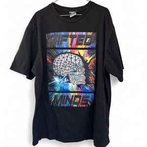 Vintage Y2K Akademiks Gifted Minds Graphic Skull 3D Spellout T Shirt size 3XL